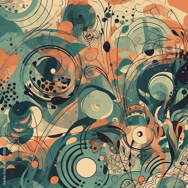 Fototapeta A captivating, seamless pattern composed of various abstract organic shapes and textures, evoking a sense of fluidity and movement. - Generative AI, Generative, KI
