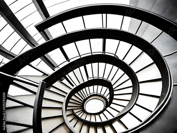 Fototapeta Generative ai Spiral staircase Modern Architecture detail Abstract Background