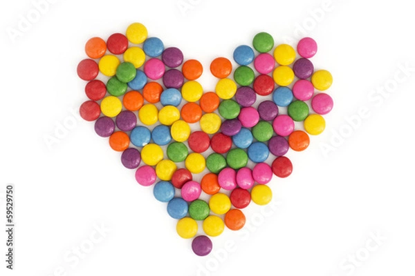 Fototapeta Heart made of colored smarties