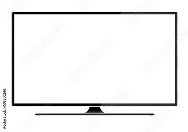 Fototapeta Realistic illustration of TV or PC monitor with blank white screen and transparent background