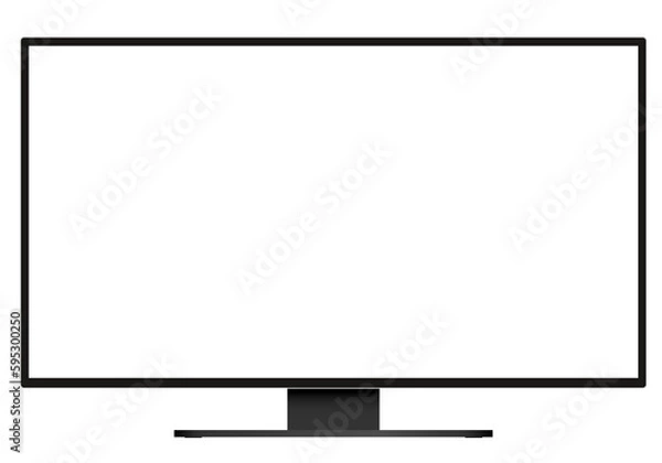 Fototapeta Realistic illustration of TV or PC monitor with blank white screen and transparent background