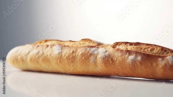 Fototapeta Clean Minimalist Closeup of a French Baguette on an Isolated White Background. With Licensed Generative AI Technology Assistance. 