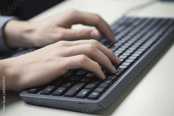 Obraz person typing on a keyboard