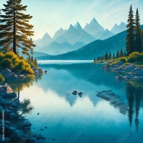 Fototapeta calm lake in the mountains