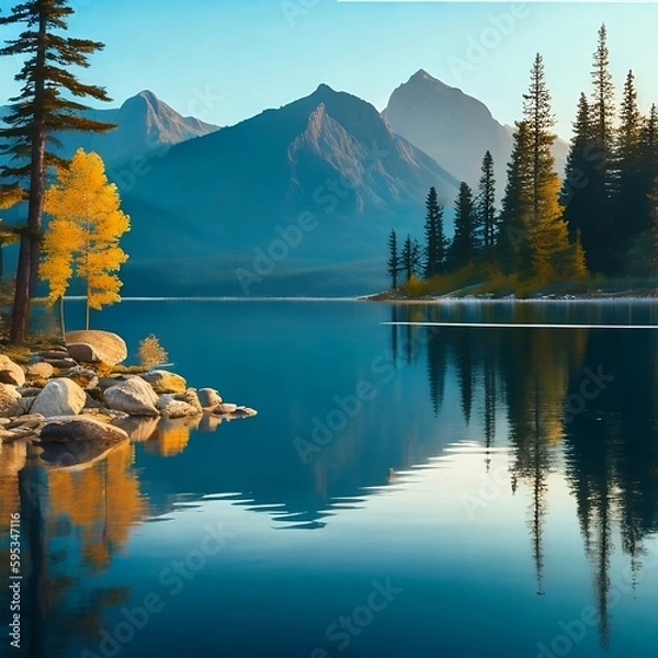 Fototapeta calm lake in the mountains