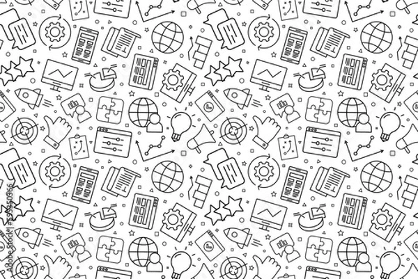 Fototapeta Vector SEO and promotion pattern. SEO and promotion seamless background