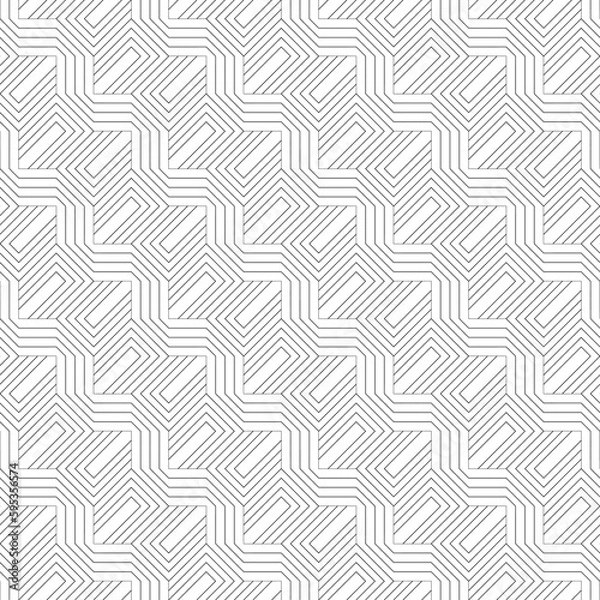 Fototapeta Vector seamless pattern. Modern stylish texture. Monochrome, linear abstract background.