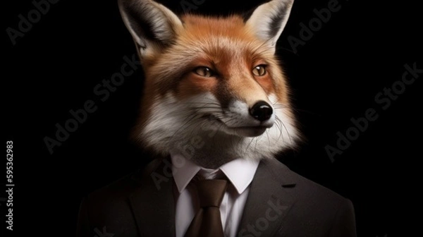 Fototapeta fox in business suit isolated, generative ai