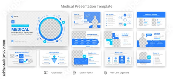Obraz Medical business powerpoint presentation slide template design set
