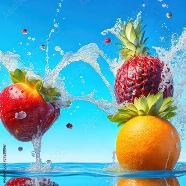 Obraz fresh fruit in splash