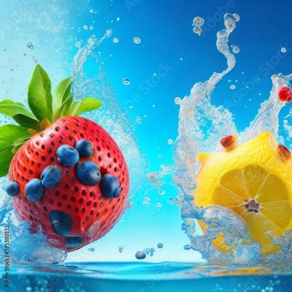 Obraz strawberry in water