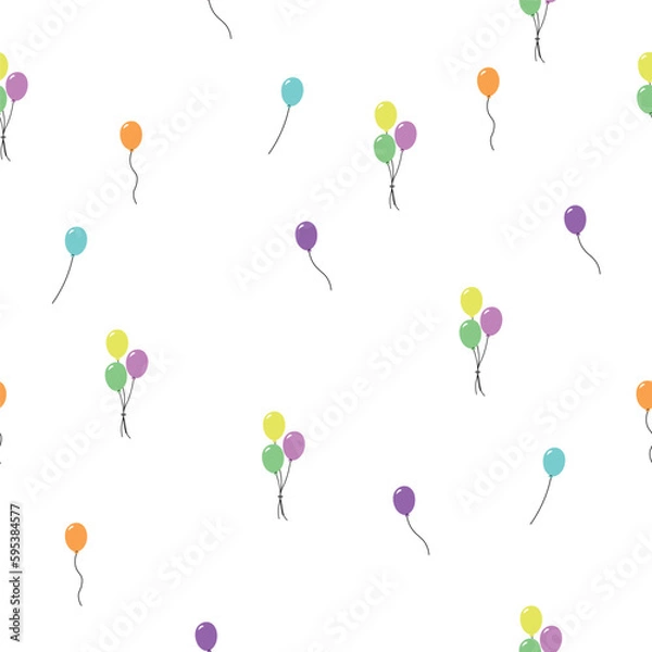 Fototapeta seamless pattern with balloons in soft colors; vector design for cards, invitations, wedding or baby shower albums, backgrounds
