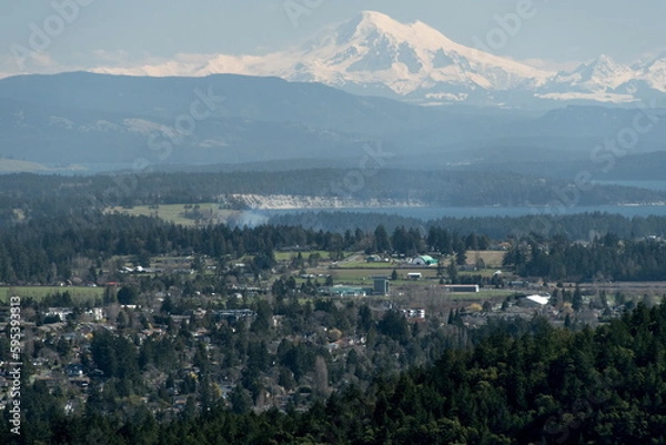 Obraz Panoramic view of Saanich inlet and villages in  North Saanich - 2