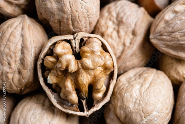 Fototapeta Walnuts in a shell close up