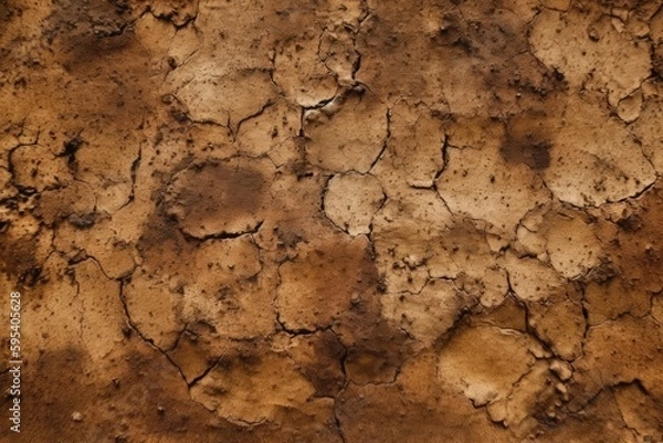 Obraz dry and cracked soil surface. Generative AI