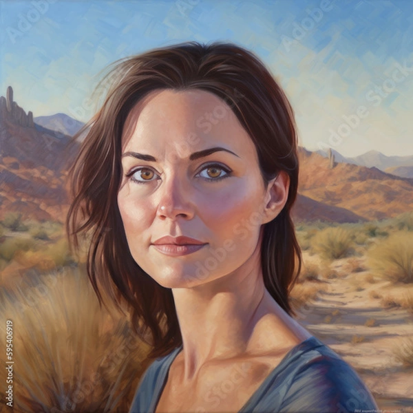 Fototapeta Painting of a Woman in the Sonoran Desert