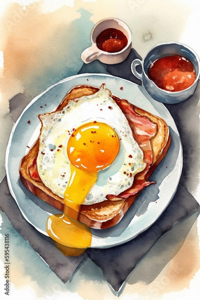 Obraz Fried egg on toast