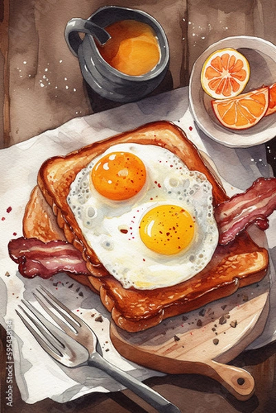 Obraz Fried egg on Toast