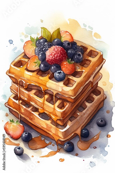 Obraz Breakfast waffle's and berries