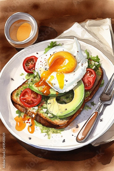 Obraz Breakfast watercolor