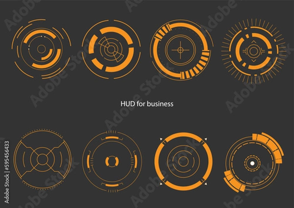 Fototapeta HUD UI for business set. futuristic user interface stock vector, HUD round frames aim control target interface vector image vectorstock.