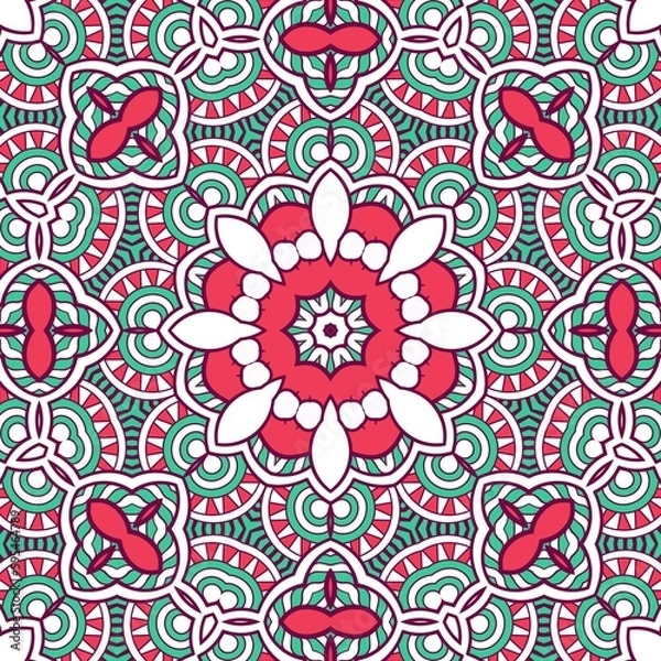 Fototapeta Abstract Pattern Mandala Flowers Plant Art Colorful Red Green 26