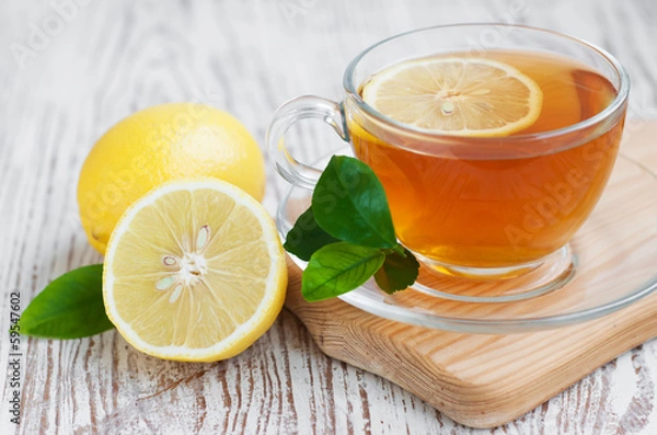 Obraz Herbata i kawałek cytryny