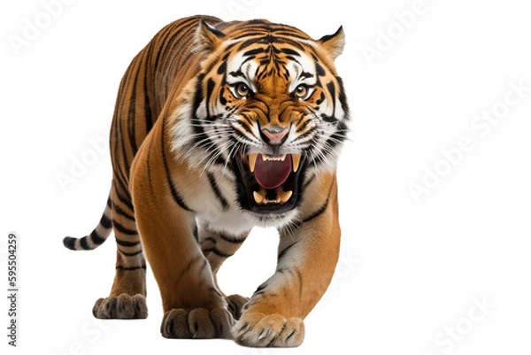 Obraz Roaring tiger isolated of transparent background. PNG. Digital art