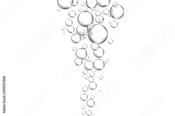 Fototapeta Water bubbles set isolated on white background. Air water bubbles for soda effect, transparent backdrop, icon design, champagne bubbles, texture and wallpaper. Water drops pattern, vector illustration