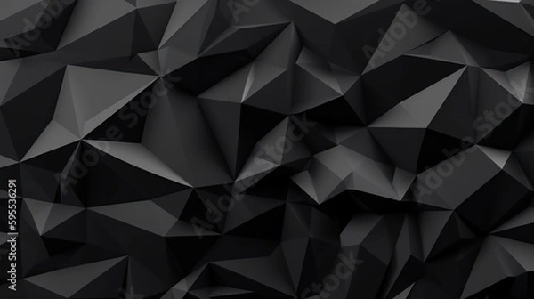 Fototapeta Abstract black 3d polygonal pattern texture background, AI concept