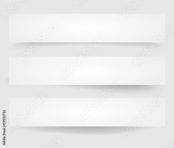 Fototapeta Set of three paper banners with different shadow styles VECTOR