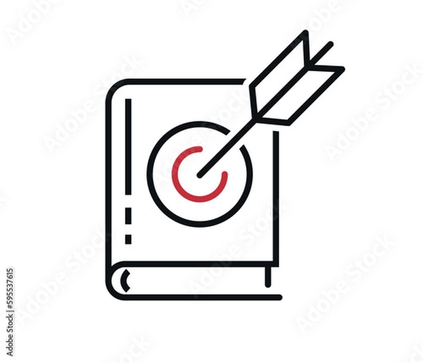 Fototapeta educational goals. the way to the goal and success. book and target icon vector.
