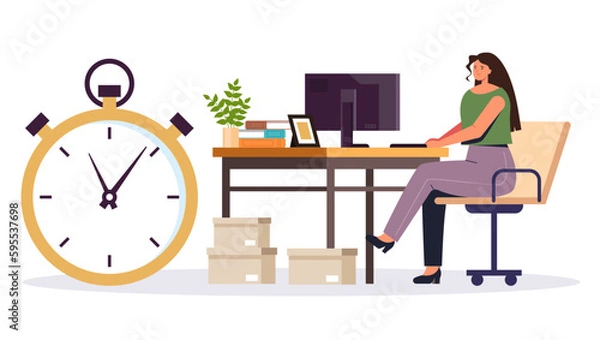 Fototapeta Deadline clock work time date calendar concept. Vector graphic design illustration