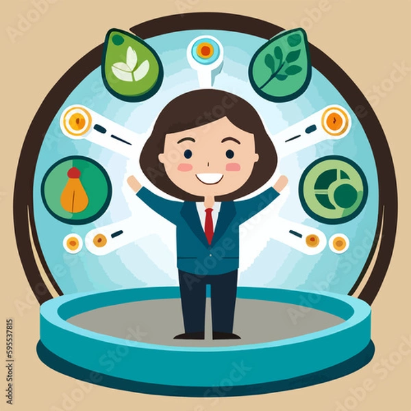 Fototapeta man in circle of science and ecology