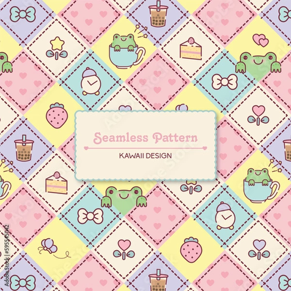 Obraz Cute baby frog seamless pattern 