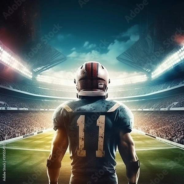 Fototapeta American football player in stadium