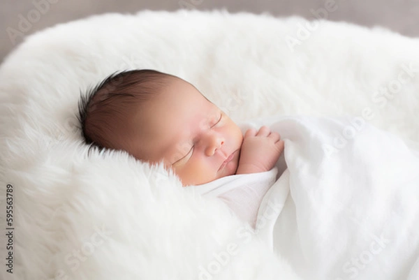 Obraz 眠っている日本人の赤ちゃん(新生児)のニューボーンフォト