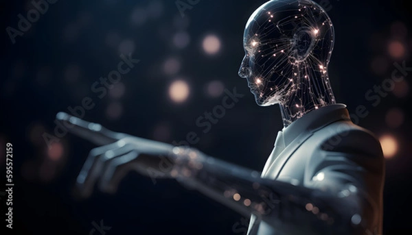 Fototapeta business executive touching screen with generative ai technology