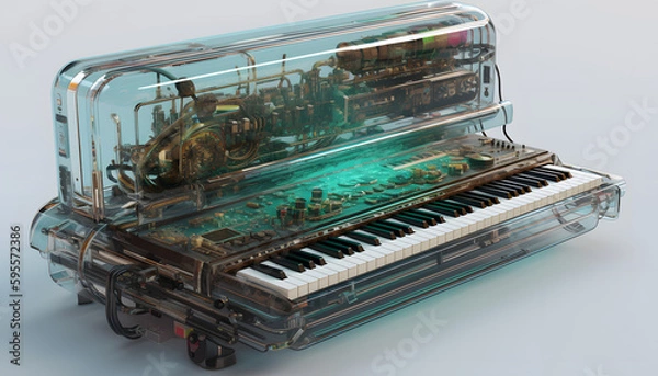 Fototapeta transparent plastic keyboard with generative ai technology