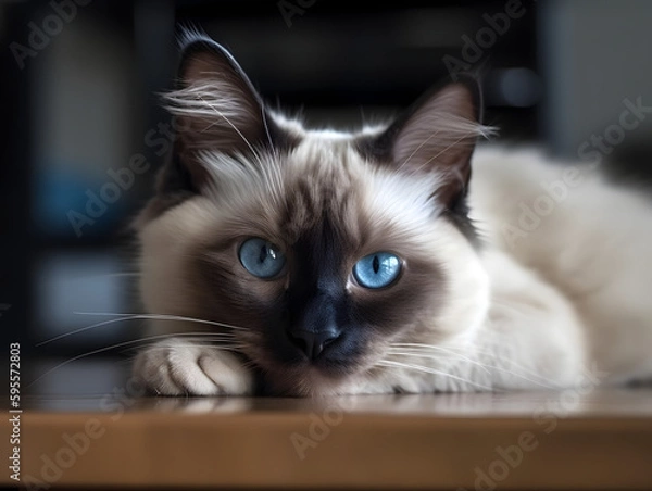 Fototapeta portrait of a cat with generative ai technology