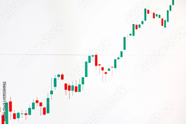 Obraz Rising stock market chart on white background