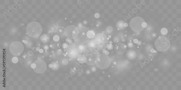 Obraz Light bokeh effect isolated on transparent background. Light abstract glowing bokeh lights. Christmas background from shining dust. 