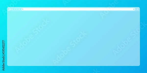 Fototapeta Blank transparent web browser window with toolbar and search field on colorful background. Modern website, internet page. Browser mockup for computer, tablet and smartphone. Vector illustration