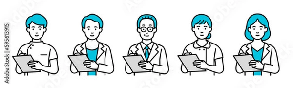 Obraz カルテを記入する医者と看護師