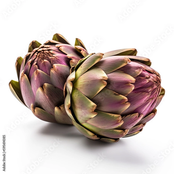 Obraz Artichokes on white background. Generative AI.