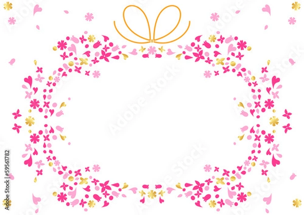 Fototapeta ちいさな花とハートのフレーム