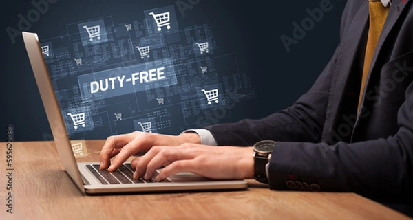 Fototapeta Businessman working on laptop concept