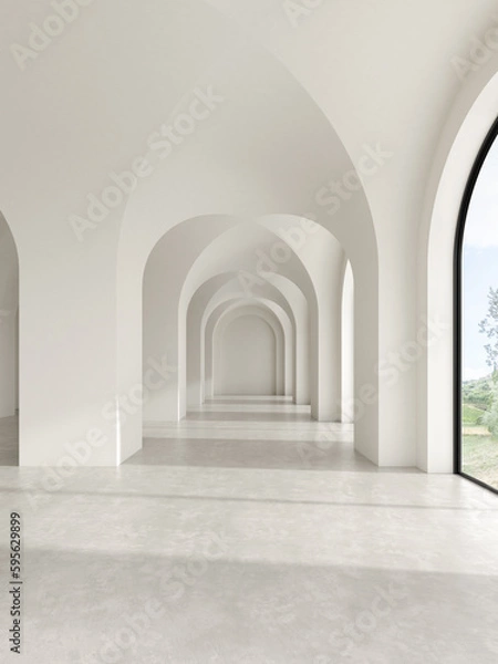 Obraz Conceptual interior empty room with arched ceiling 3d illustration