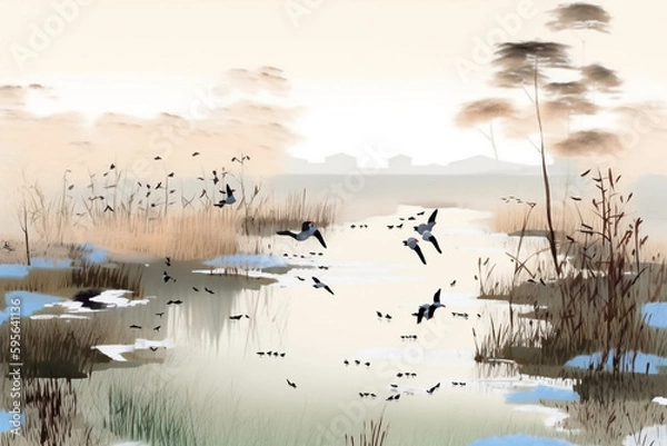 Obraz sunset over the river