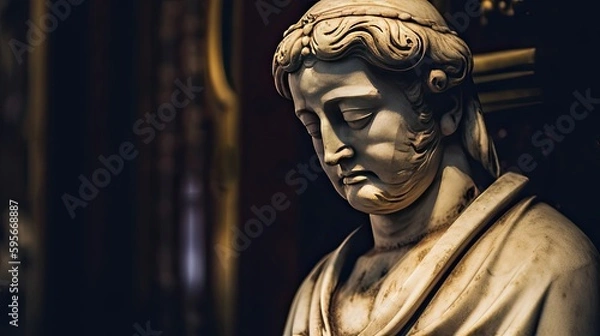 Fototapeta Monk statue, statue of a man thinking, AI